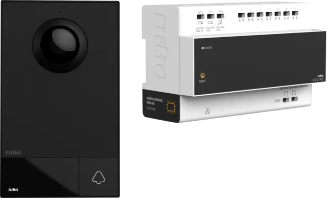 [NIK510-01001] Kit vidéo, à deux fils, avec unité de contrôle et poste extérieur, pour montage en saillie, avec 1 bouton-poussoir de sonnerie